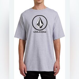 NWT Volcom Crisp Stone Men's Light Blue Logo Tee Shirt Extra Large XL Surf Skate